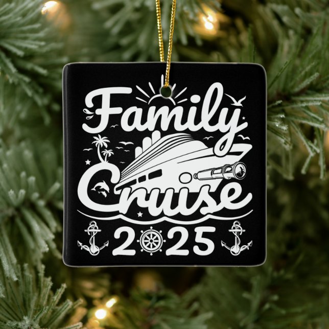 Family Cruise 2025 Cool Funny Family Trip Cruise Ceramic Ornament (Tree)