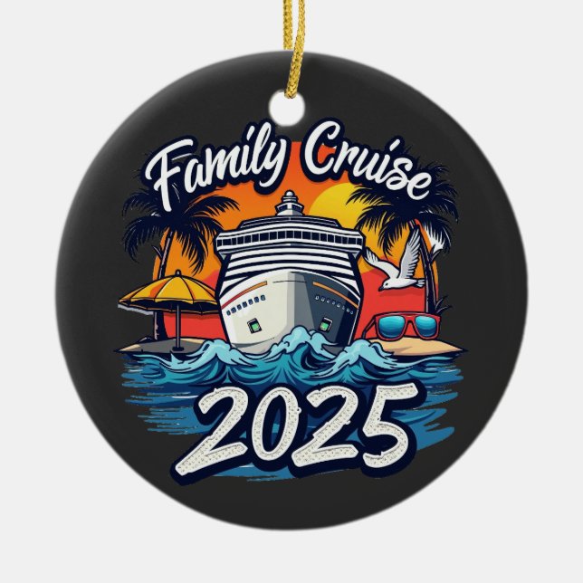 Family Cruise 2025 Family Matching Crew Ship Ceramic Tree Decoration (Front)