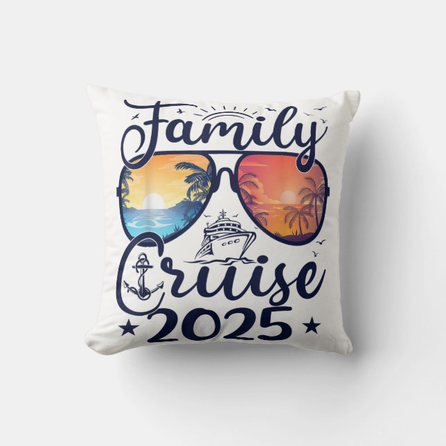 Family Cruise 2025 Summer Vacation Matching Family Cushion (Front)