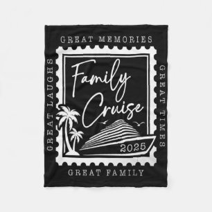 Family Cruise 2025 Trip Retro Stamp Family Fleece Blanket