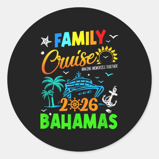 Family Cruise 2026 Bahamas Cruising Together Squad Classic Round Sticker (Front)
