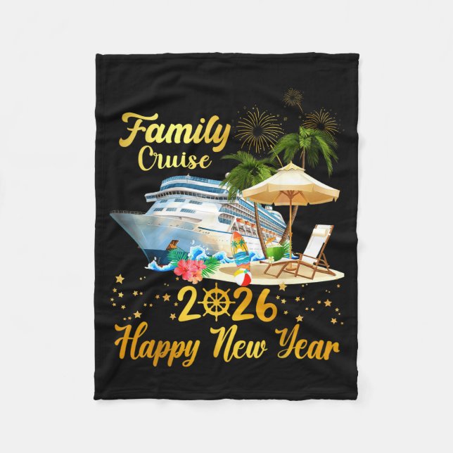Family Cruise 2026 Happy New Year  Fleece Blanket (Front)