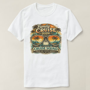 Family Cruise 2026 Retro Sunset Design Matching T-Shirt