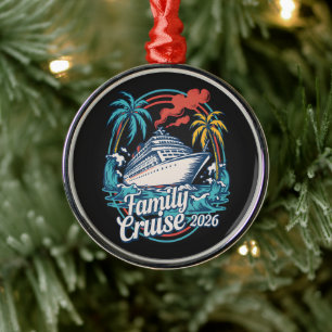 Family Cruise 2026 Summer Beach Vacation Family Metal Tree Decoration