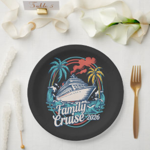 Family Cruise 2026 Summer Beach Vacation Family Paper Plate