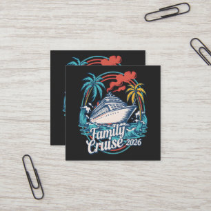 Family Cruise 2026 Summer Beach Vacation Family Square Business Card