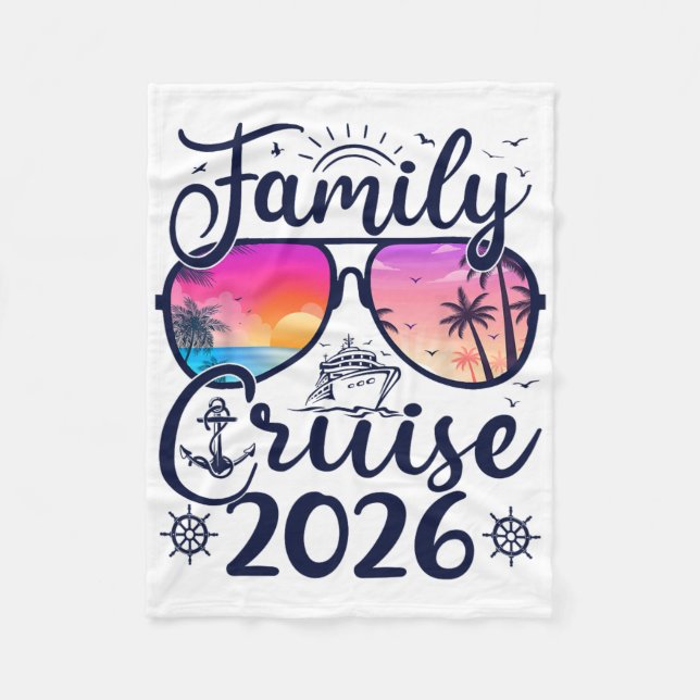 Family Cruise 2026 Summer Vacation Matching Family Fleece Blanket (Front)