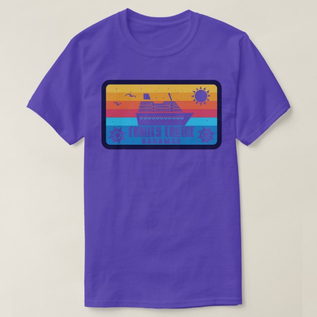 Family Cruise Bahamas Retro Style T-Shirt (Design Front)