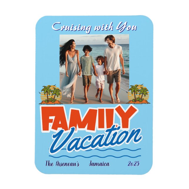  Family Cruise Blue Tropical Personalise Magnet (Vertical)
