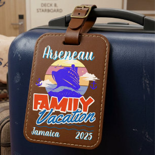 Family Cruise Brown/Blue Vacation Personalise Luggage Tag