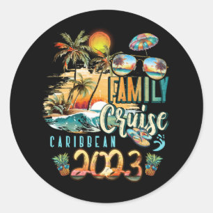 Family Cruise Caribbean 2023 Summer Vacation Beach Classic Round Sticker