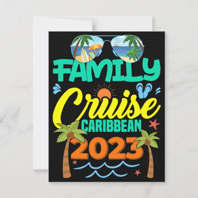 Family Cruise Caribbean 2023 Summer Vacation Invitation (Front)