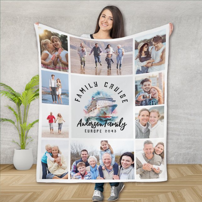 Family Cruise Memories Keepsake Photo Collage Fleece Blanket (Creator Uploaded)