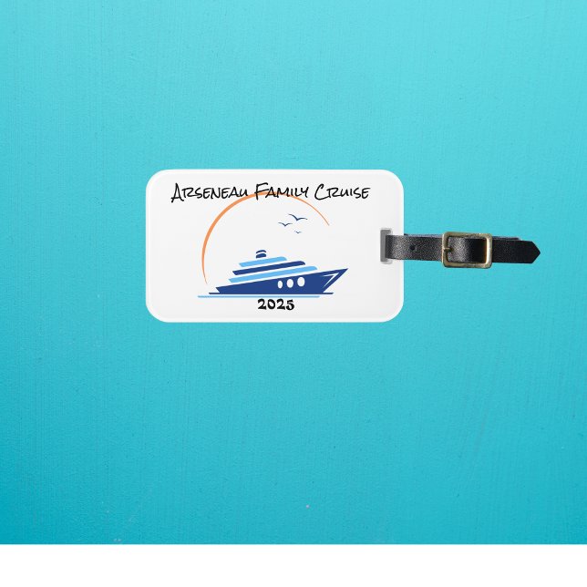 FAMILY CRUISE Orange  Blue Personalise Luggage Tag (Creator Uploaded)