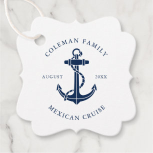 Family Cruise Ship Nautical Anchor Custom Favour Tags