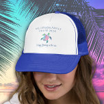 Family Cruise Ship Vacation Cute Sea Turtle Trucker Hat<br><div class="desc">Get ready for your next tropical getaway or ocean adventure with this cute and modern personalised trucker hat! Perfect for a cruise ship vacation, this hat can be customised with your family name, cruise, & year. Featuring navy blue typography and a colourful pink, blue, and green sea turtle design, it...</div>