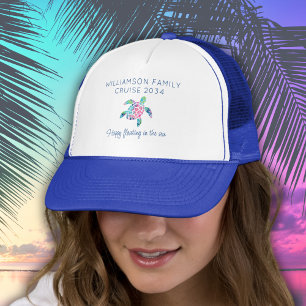 Family Cruise Ship Vacation Cute Sea Turtle Trucker Hat
