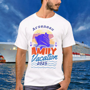 Family Cruise Sunset Orange/Blue PERSONALIZE T-Shirt