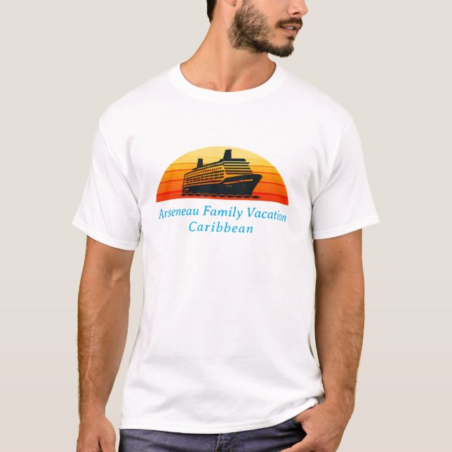 Family Cruise Sunset Vacation Personalise T-Shirt (Front)