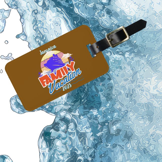 Family Cruise Vacation Brown/Blue Personalise Magnet (travel tag , personalize)