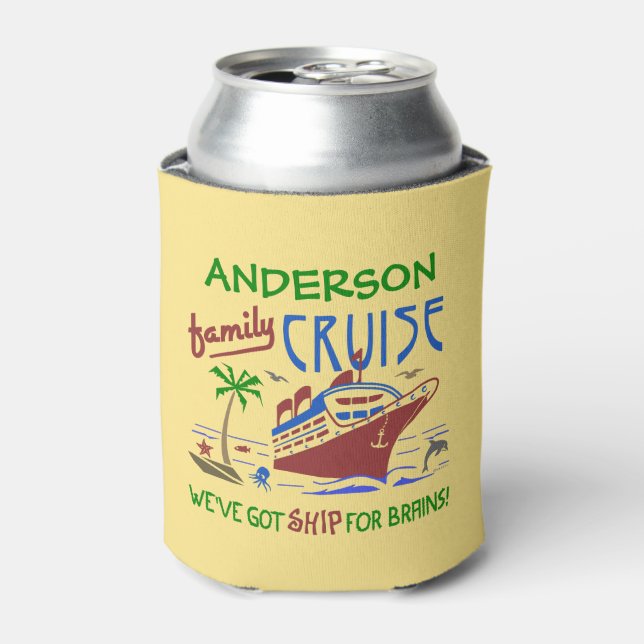 Family Cruise Vacation Funny Ship | Custom Name Can Cooler (Can Front)