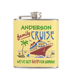 Family Cruise Vacation Funny Ship Custom Name Hip Flask