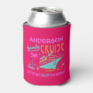 Family Cruise Vacation Funny Ship   Custom Name V3 Can Cooler