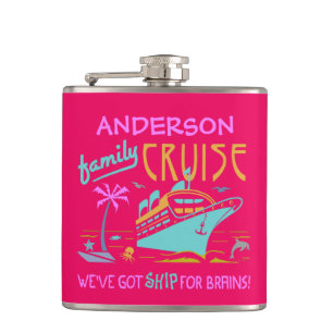 Family Cruise Vacation Funny Ship Custom Name V3 Hip Flask