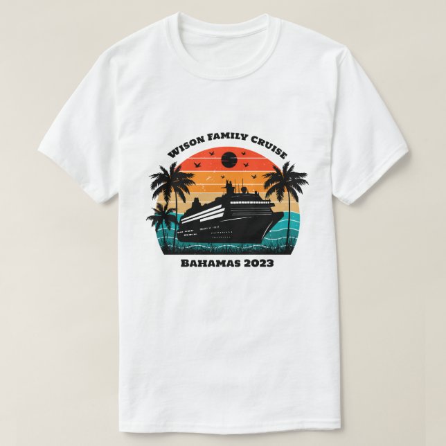 Family Cruise Vacation Personalised Name and Year T-Shirt (Design Front)