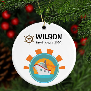 Family Cruise Vacation Travel Keepsake Christmas Ceramic Tree Decoration