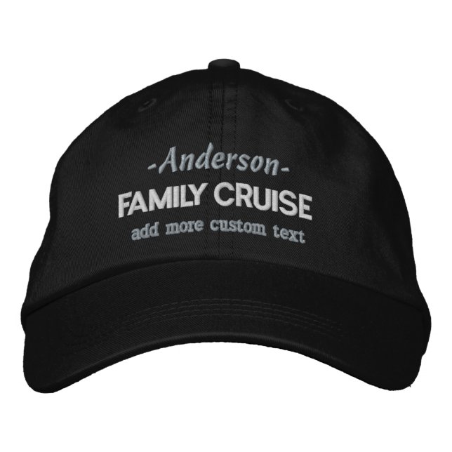 Family Cruise Vacation Trip | Custom Name + Text Embroidered Hat (Front)