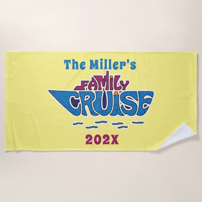 Family Cruise Word Art Custom Beach Towel (Front)