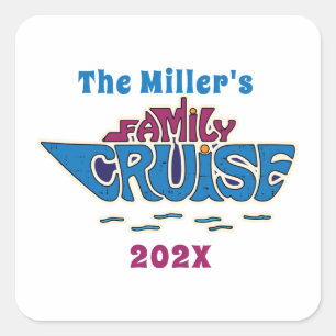 Family Cruise Word Art Custom Square Sticker