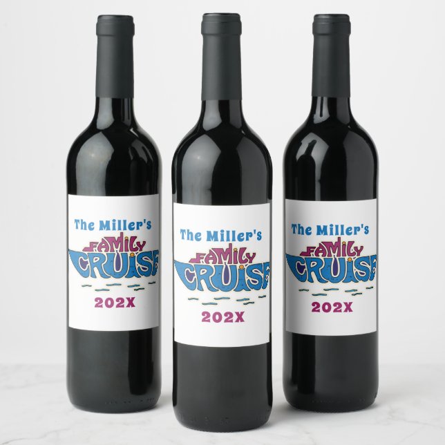 Family Cruise Word Art Custom Wine Label (Bottles)