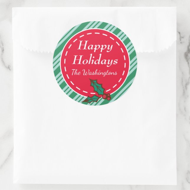Family Custom Christmas Candy Gift Tag Stickers (Bag)