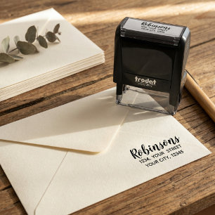 Family custom name return address rubber self-inking stamp
