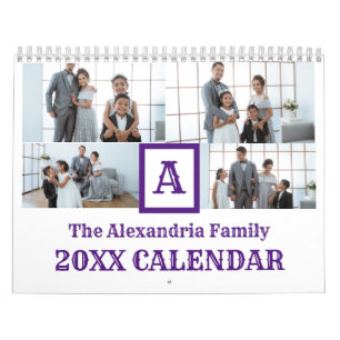 Family custom photo monogram year calendar