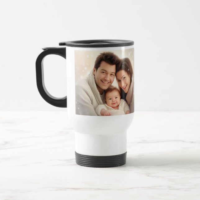 Family Custom Photo trendy modern gift Travel Mug (Left)