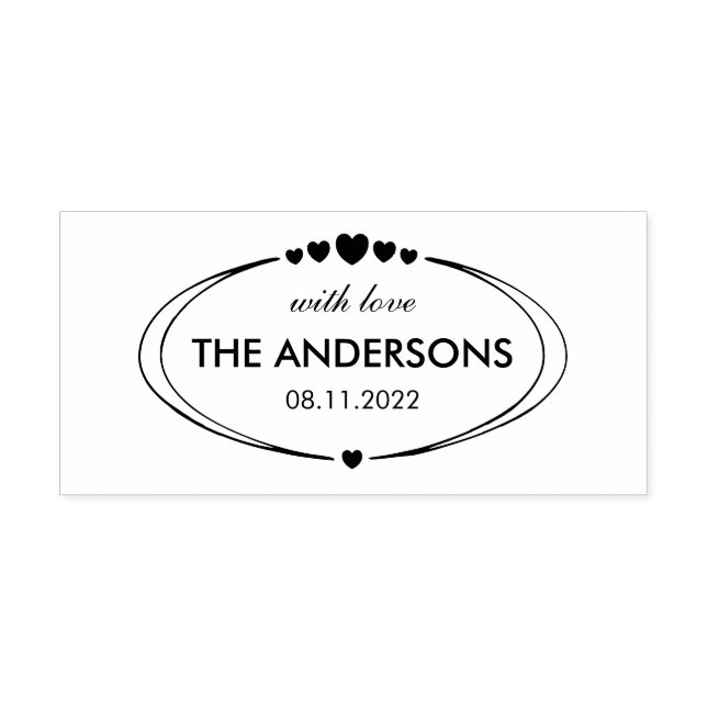 Family customisable text, with love and date self-inking stamp (Design)
