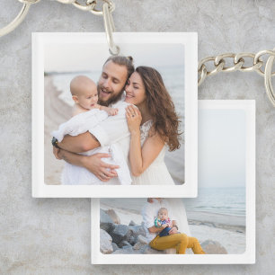 Family Customised Keepsake Two Photo Double Sided  Key Ring