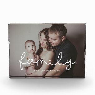 Family cute whimsical script family photo block