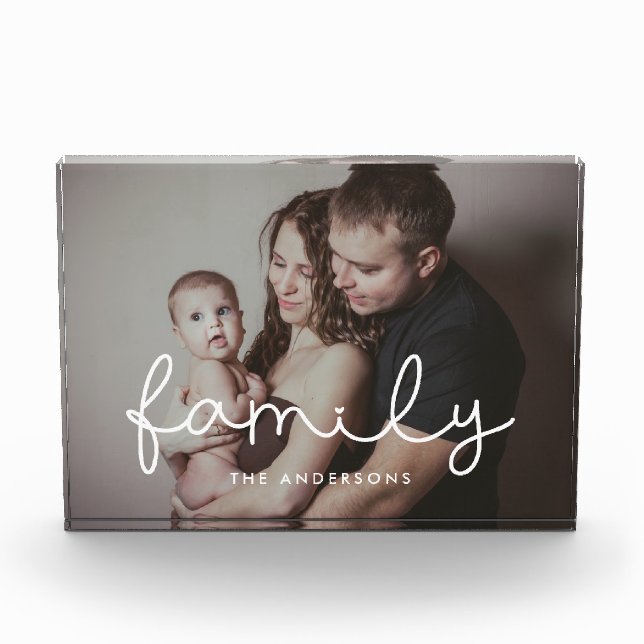 Family cute whimsical script family photo block (Front)