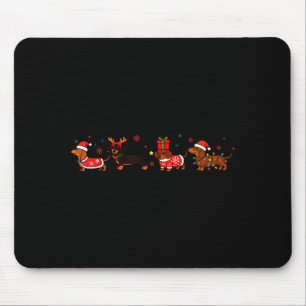 Family Dachshund Santa Sleigh Reindeer Snow Christ Mouse Mat