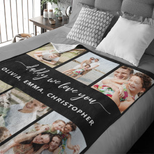 Family Dad - Father's Day Photo Collage Fleece Blanket