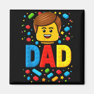 Family Dad Master Builder Building Bricks Blocks Magnet