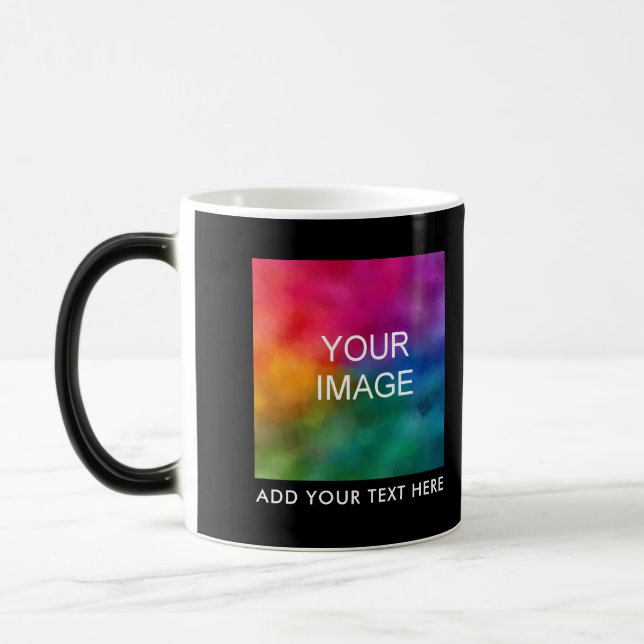 Family Dad Mum Image Photo Company Logo Text Here Magic Mug (Left)