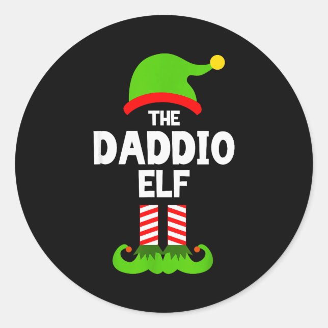 Family Daddio Elf Christmas Matching Pajama Funny  Classic Round Sticker (Front)