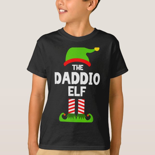 Family Daddio Elf Christmas Matching Pajama Funny  T-Shirt (Front)