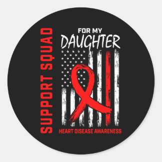 Family Daughter Heart Disease Awareness Flag Graph Classic Round Sticker