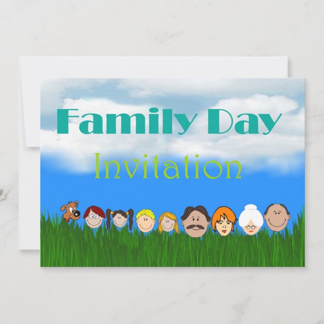 Family day Invitation with family faces (Front)